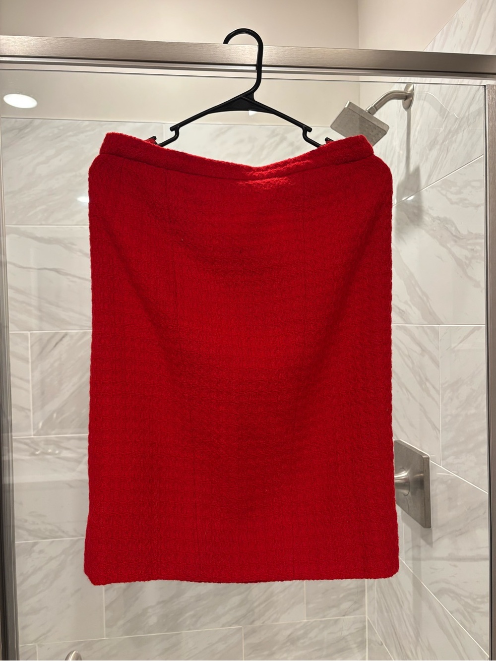 CHANEL Red Textured Pencil Skirt